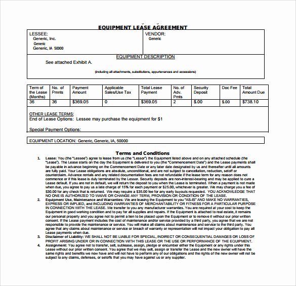 9 Equipment Lease Agreement Templates