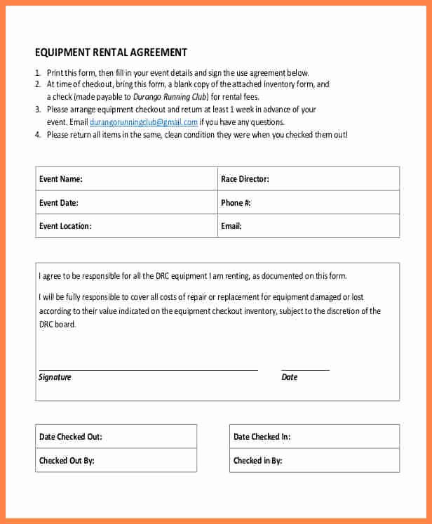 9 equipment rental agreement form template