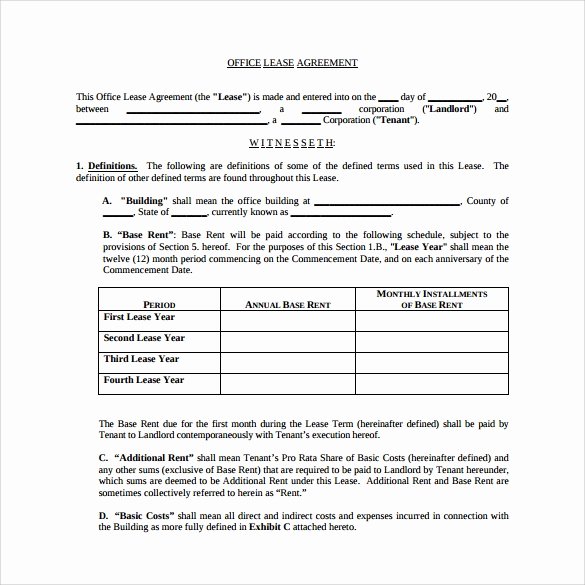 sample office lease agreement