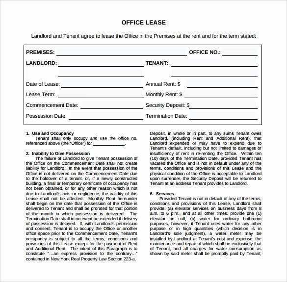 9 Fice Lease Agreement Templates – Samples Examples