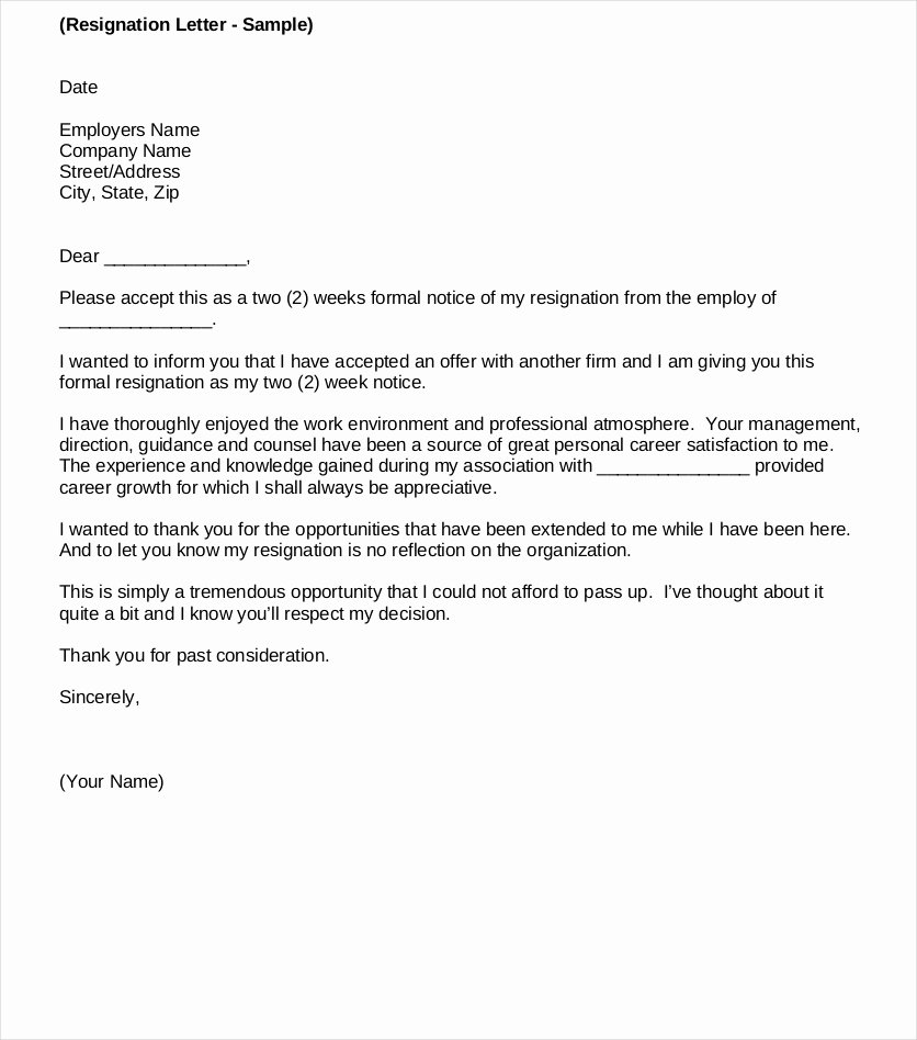 9 Ficial Resignation Letter Examples Pdf