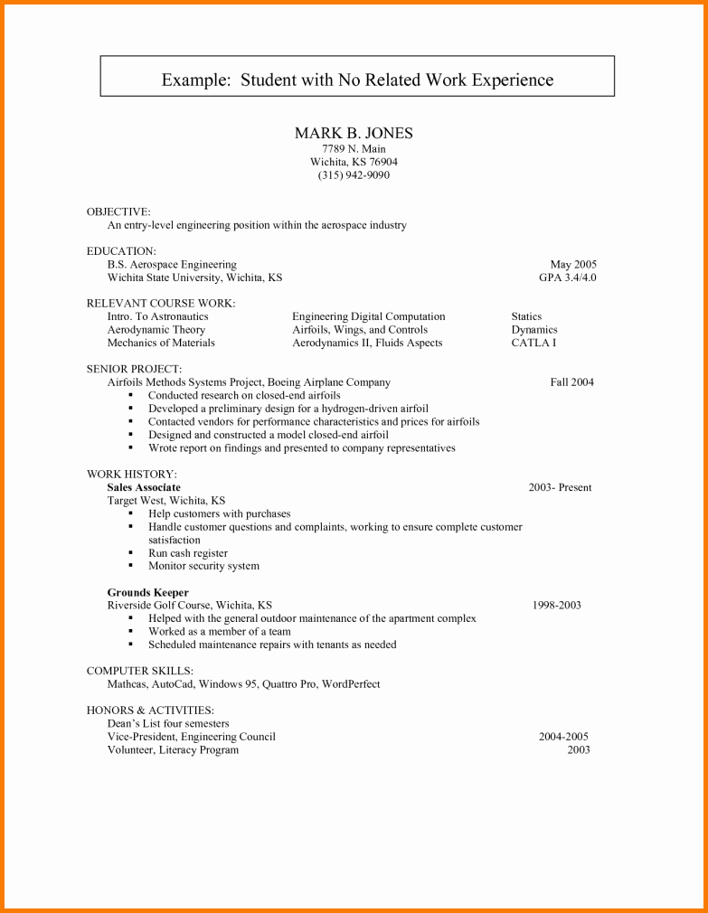 9 First Resume No Experience Sample