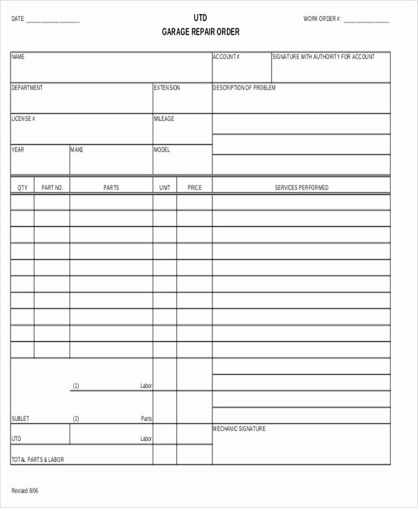 9 Free Sample Work order forms