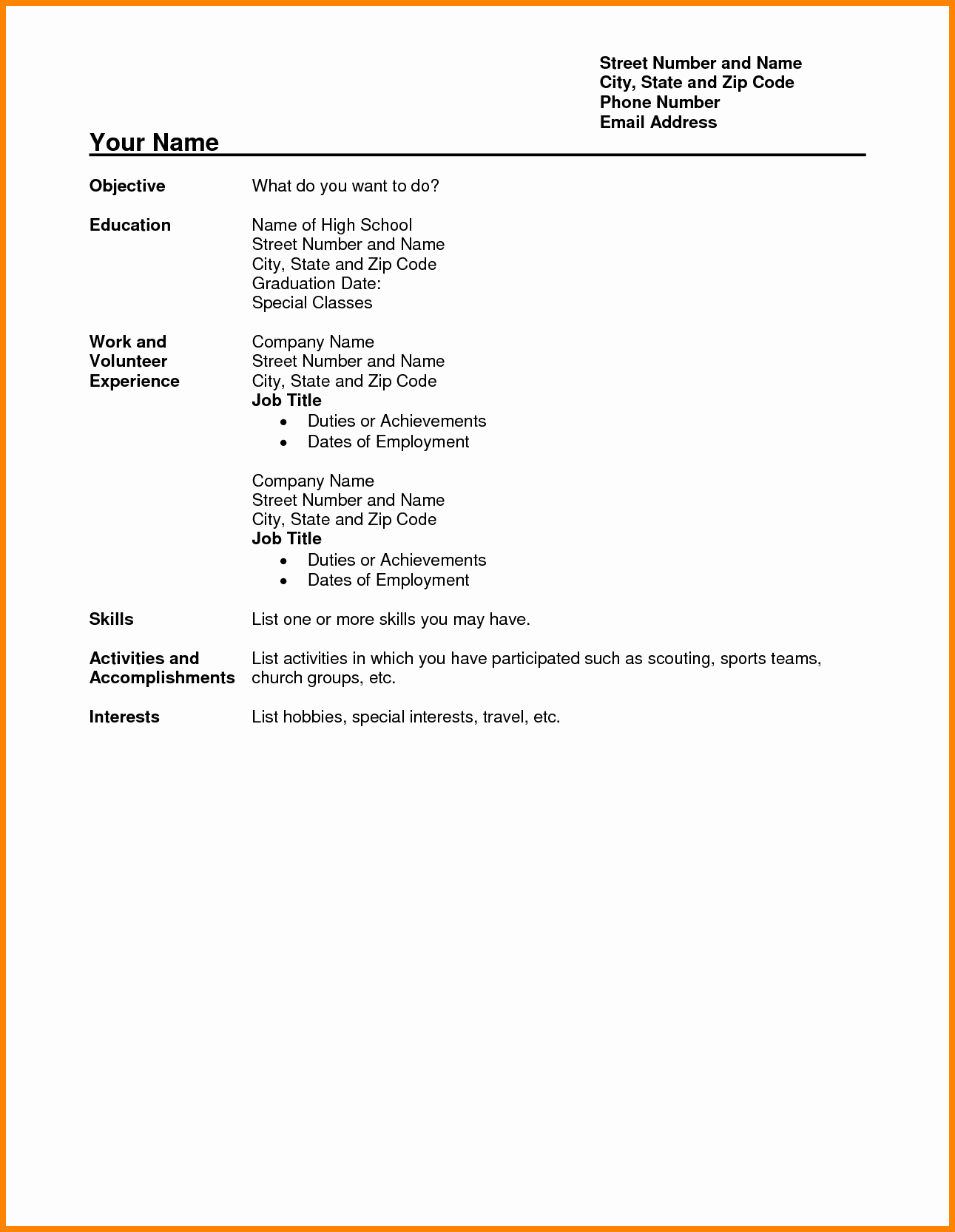 9 High School Resume Examples No Experience