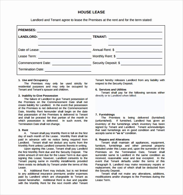9 House Lease Agreement Templates
