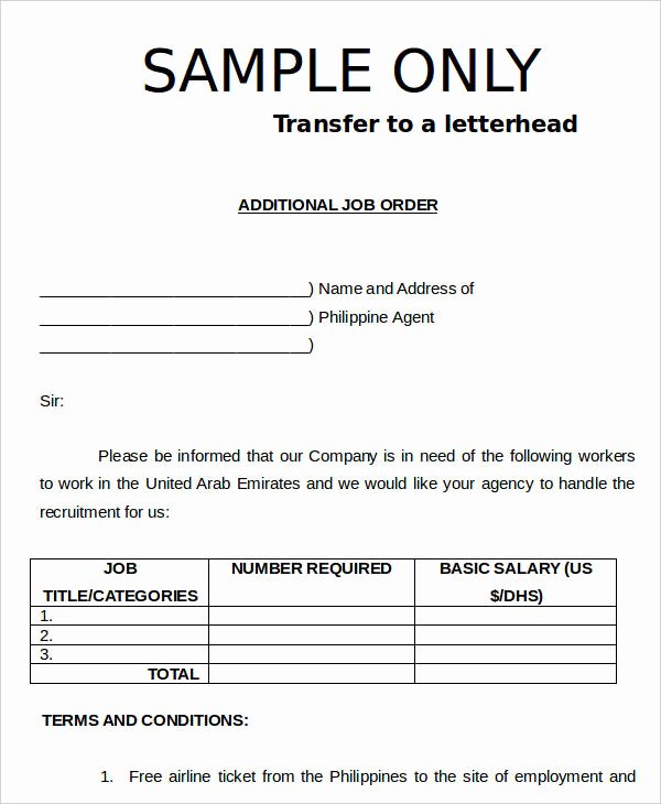 9 Job order forms Free Sample Example format Download