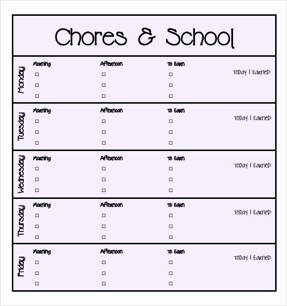 9 Kids Chore Chart Templates for Free Download