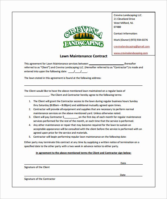 lawn service contract template