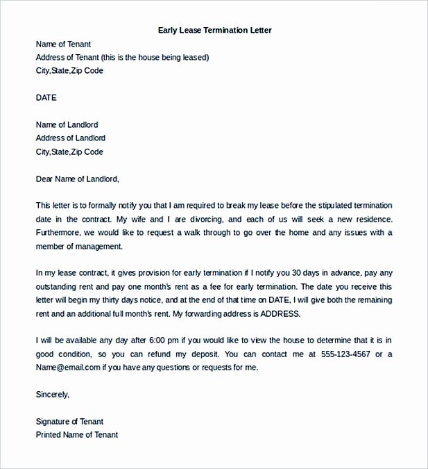 9 Lease Termination Letter Template