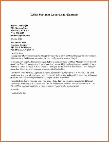 9 Office Manager Cover Letter Bud Template Letter