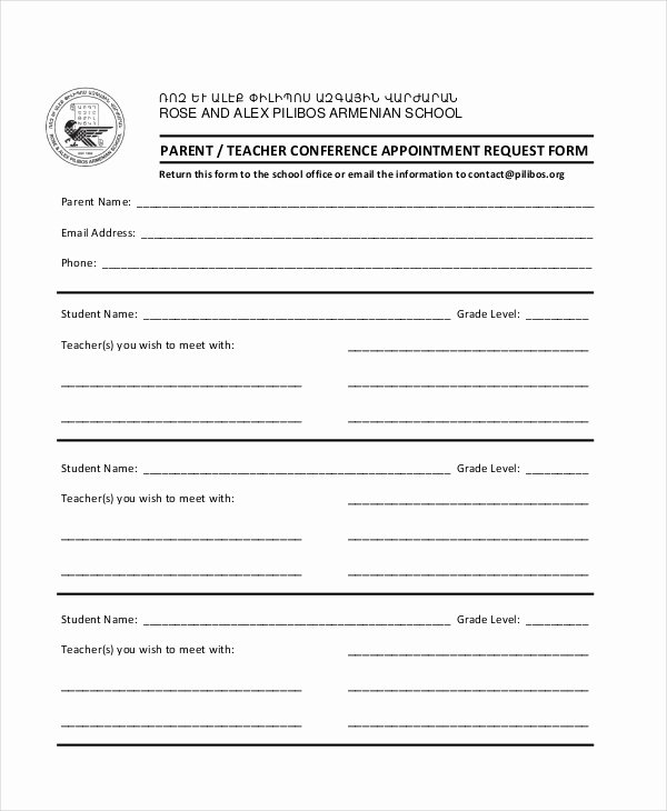 9 Parent Teacher Conference forms Free Sample Example