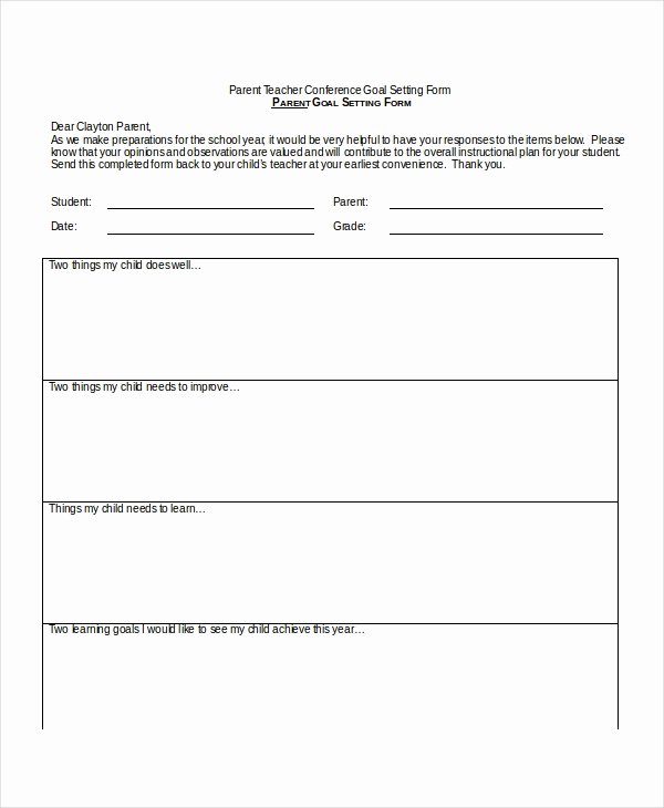 9 Parent Teacher Conference forms Free Sample Example