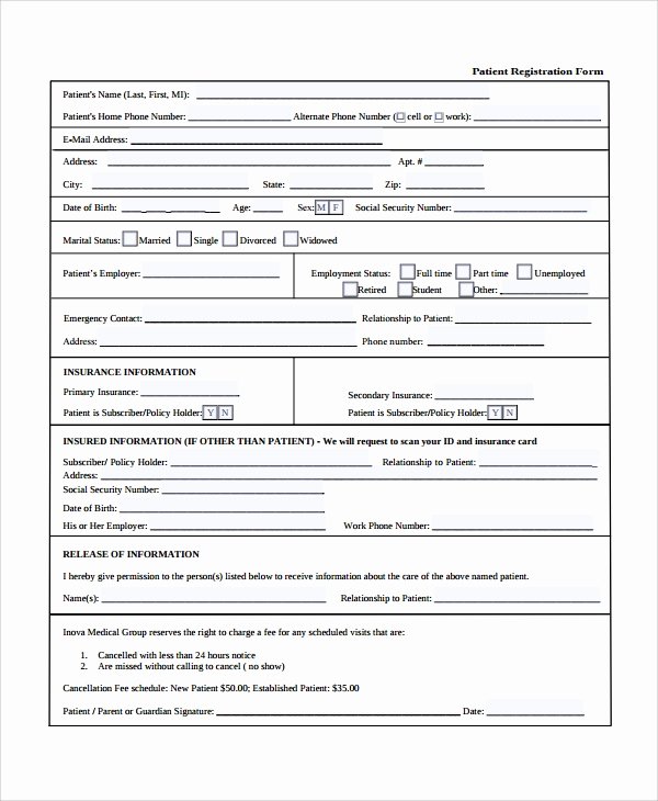 9 Patient Registration form Templates