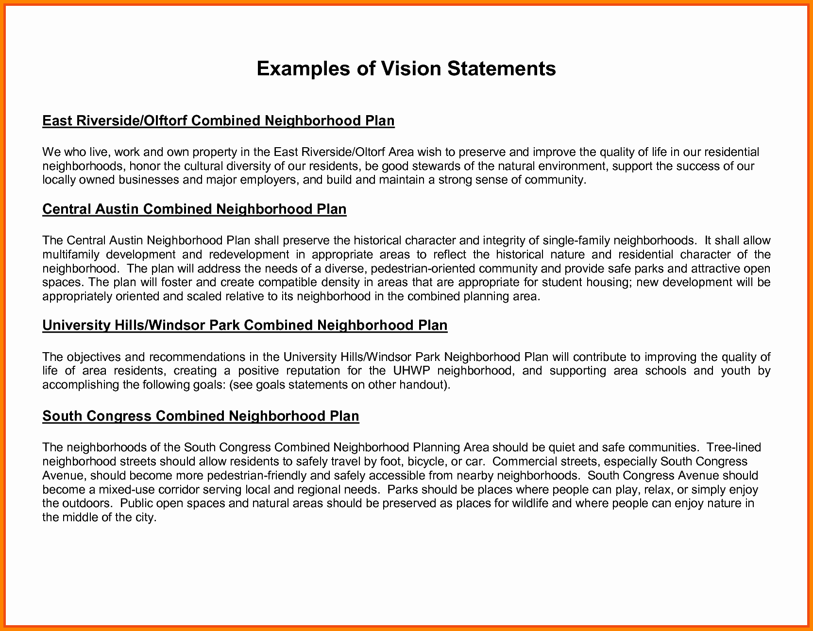 9 Personal Vision Statement Examples Samples