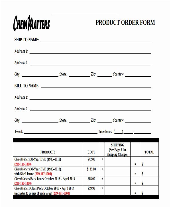 9 Product order forms Free Samples Examples format