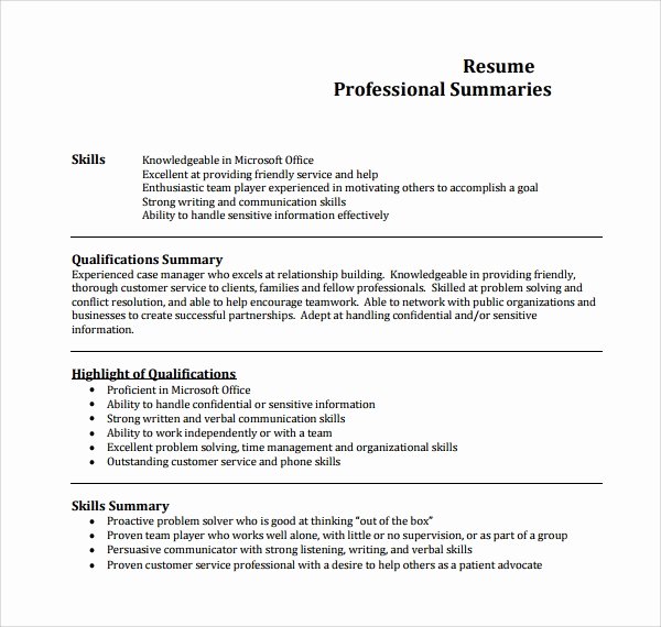 professional summary template