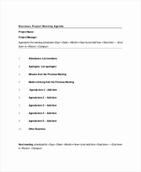 9 Project Meeting Agenda Template Word Pdf