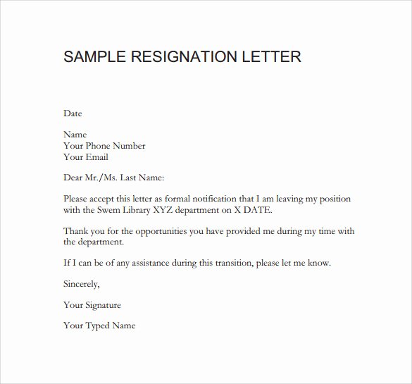 9 Resignation Letters – Samples Examples &amp; formats