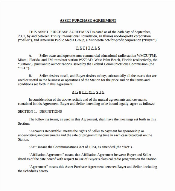 asset purchase agreement