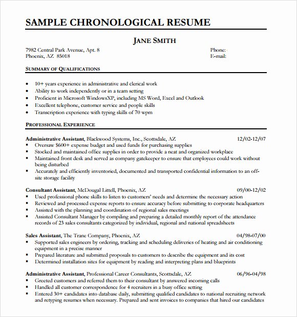 9 Sample Chronological Resume Templates to Download