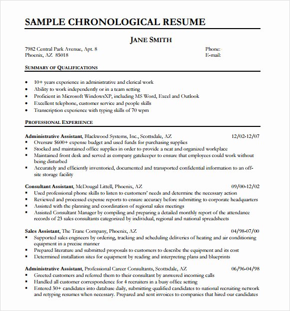 chronological resume template