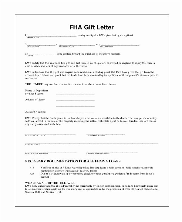 9 Sample Gift Letters – Pdf Word