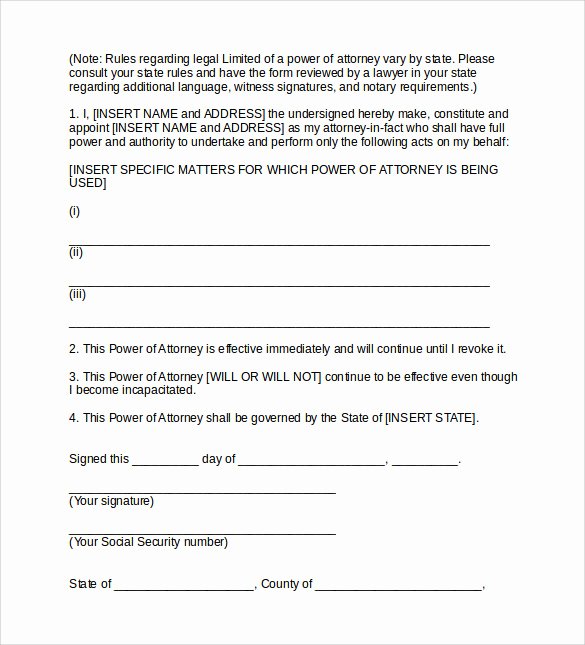 9 Sample Limited Power Of attorney forms