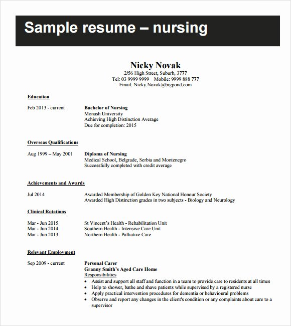 9 Sample Nursing Resumes