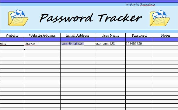 9 Sample Password Spreadsheet Templates Pdf Doc Excel