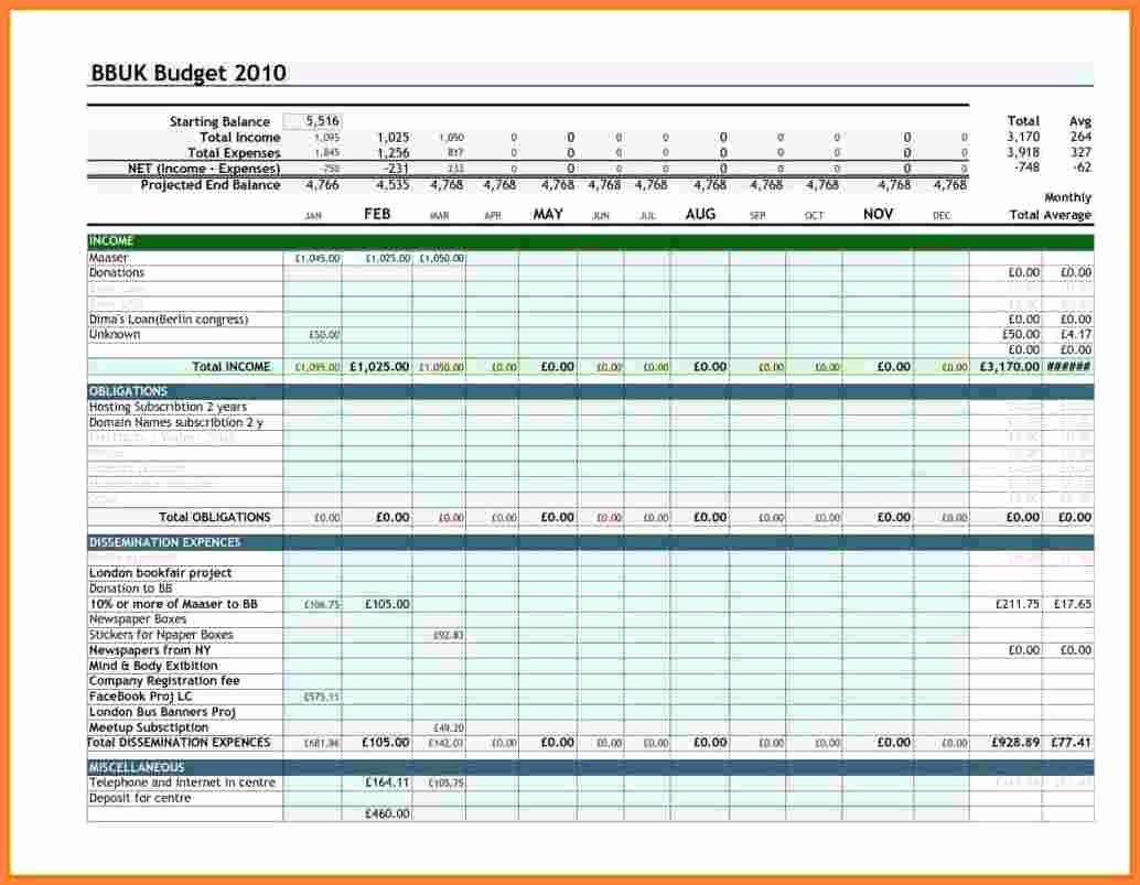 9 sample personal bud spreadsheet