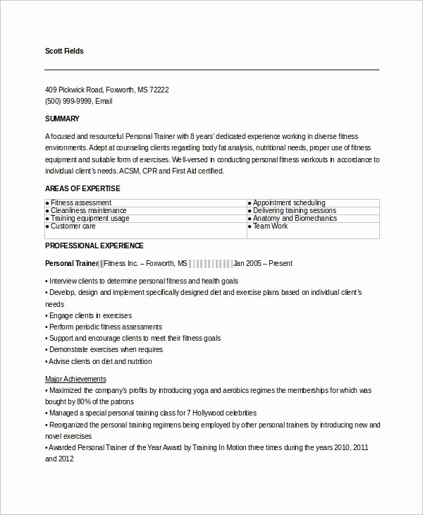 9 Sample Personal Trainer Resumes