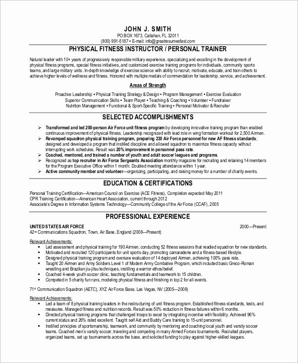 9 Sample Personal Trainer Resumes