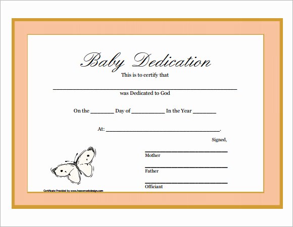9 Sample Printable Baby Dedication Certificate Templates