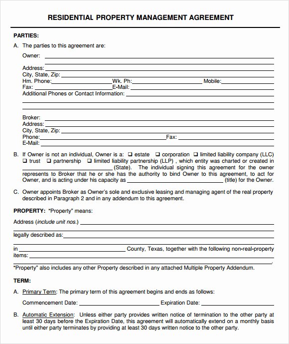 9 Sample Property Management Agreement Templates to