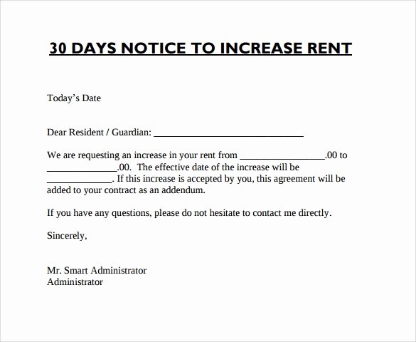 9 Sample Rent Increase Letter Templates – Pdf Word
