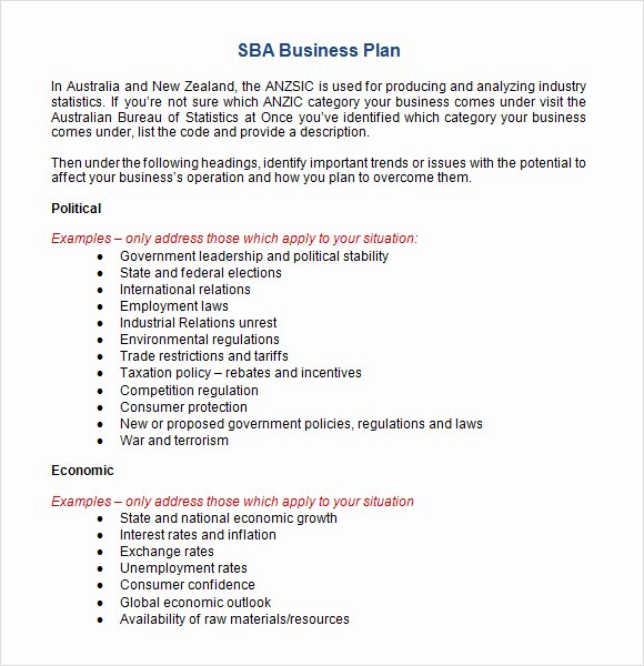 9 Sample Sba Business Plan Templates