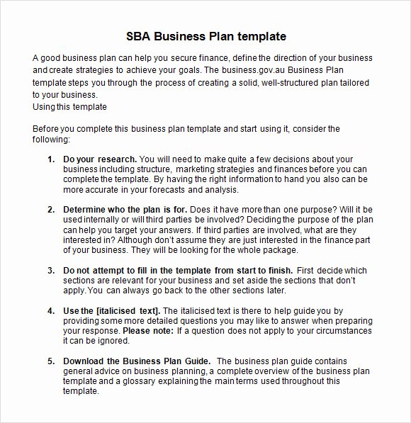 9 Sample Sba Business Plan Templates