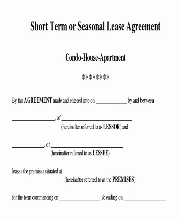 9 Sample Short Term Rental Agreements
