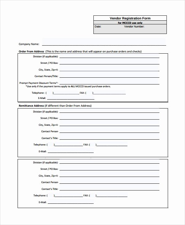 9 Sample Vendor Registration forms
