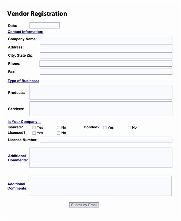9 Sample Vendor Registration forms