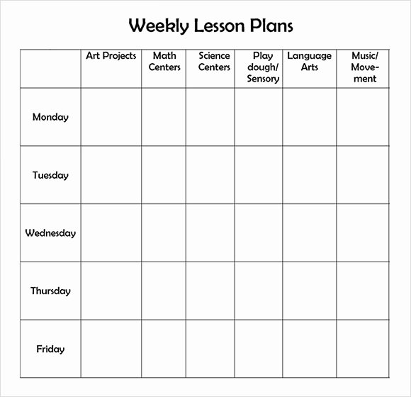 weekly lesson plan template