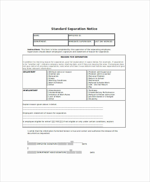9 Separation Notice Examples &amp; Samples