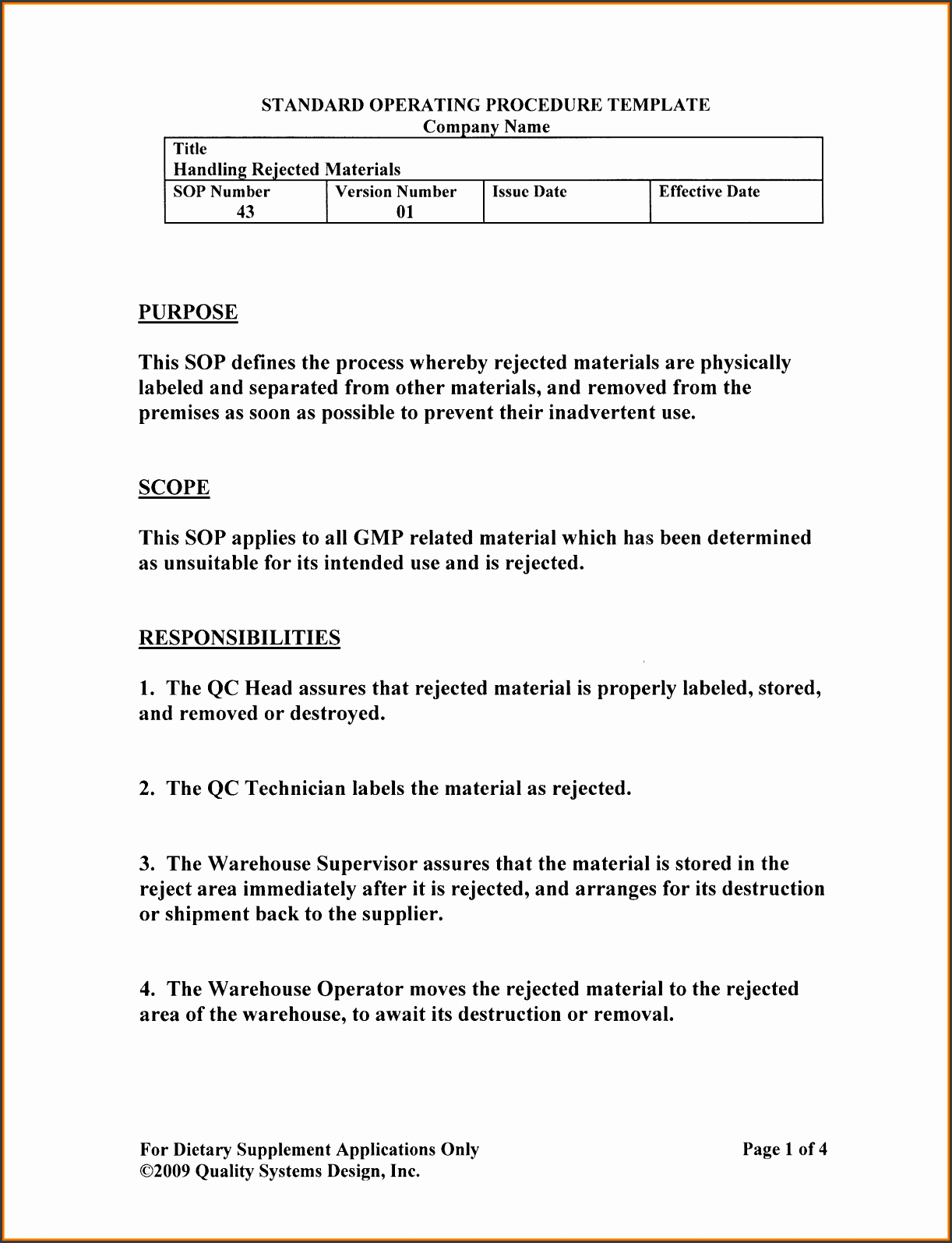 9 Standard Operating Procedure Template for Pany