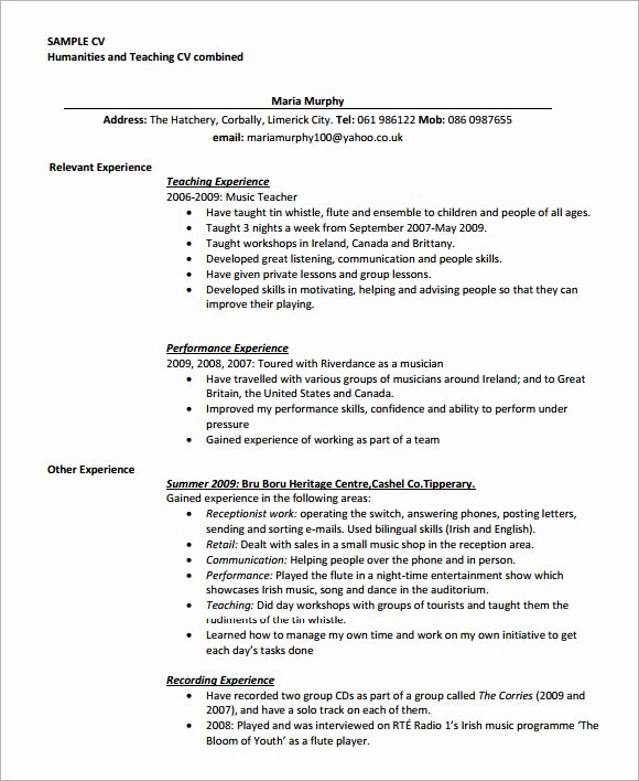9 Teaching Cv Templates for Free Download