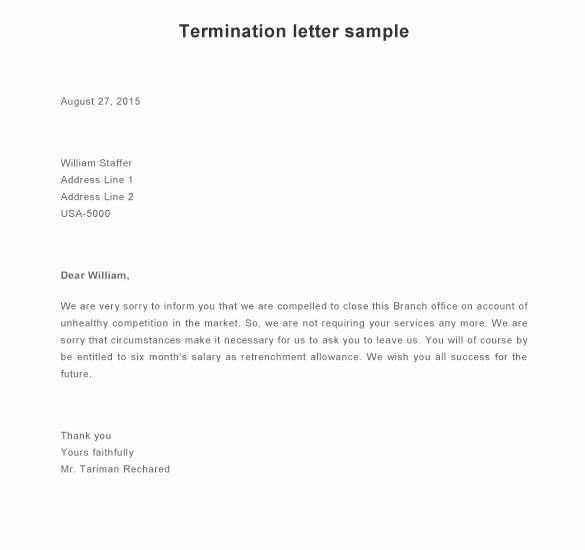9 Termination Letter Samples Sample Letters Word