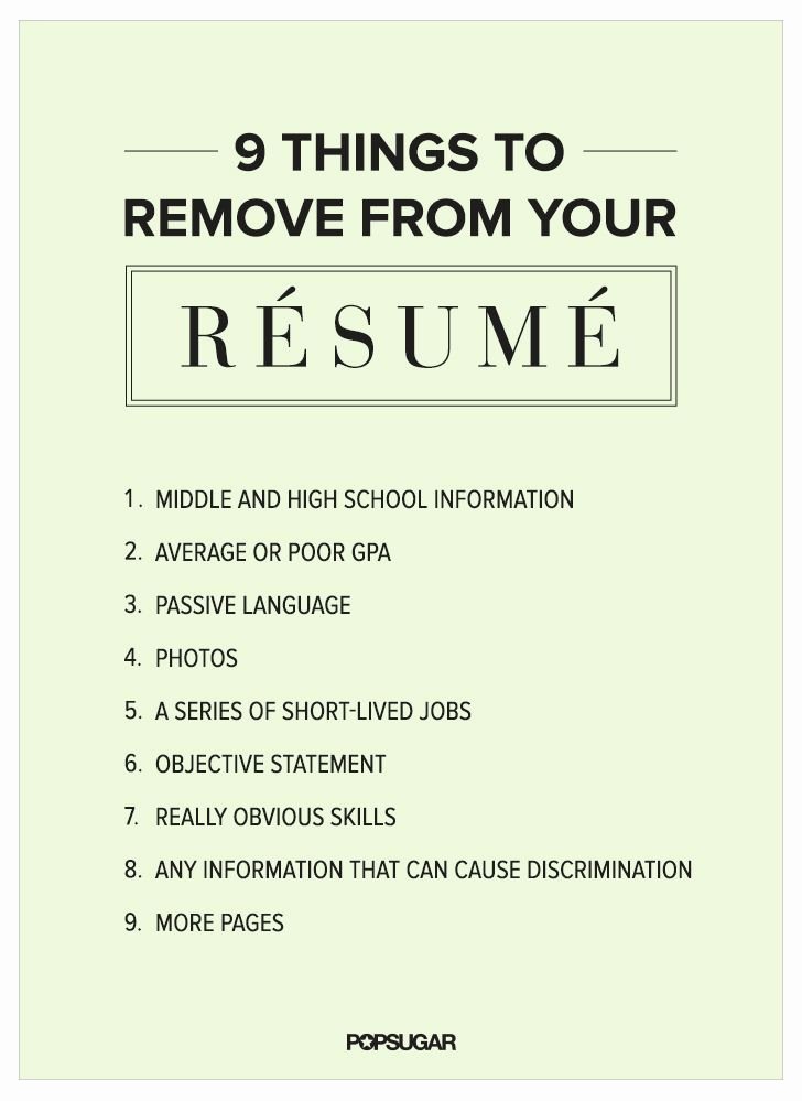 9 Things to Remove From Your Résumé Right now