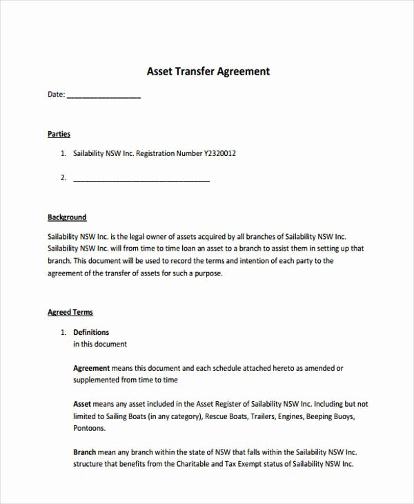 9 Transfer Agreement Templates Free Word Pdf format