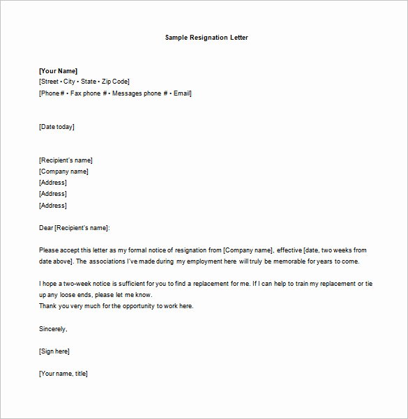 9 Two Week Notice Resignation Letter Templates Free
