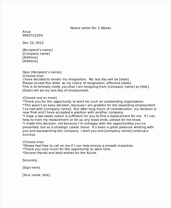 9 Two Weeks Notice Letter Examples Pdf Google Docs Ms