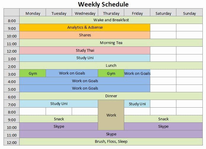 9 Weekly Schedule Templates Excel Templates